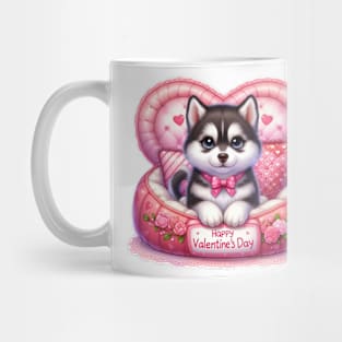 Valentine Siberian Husky Dog in Bed Mug